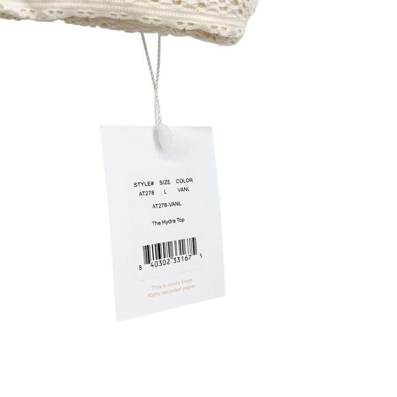 Andie Swim The Hydra Lace Ruffle Trim Bikini Top Vanilla Cream Large NWT - Picture 5 of 6